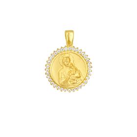 Φυλαχτό Παναγία Ασήμι 925° Επίχρυσο με Λευκά Ζιργκόν SKU-83030