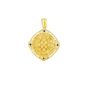 Φυλαχτό Κωνσταντινάτο με Μπλε Ζιργκόν  Επίχρυσο Ασήμι 925° SKU-83031