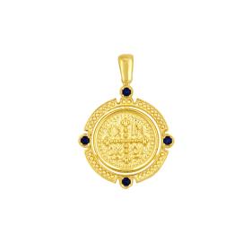 Φυλαχτό Κωνσταντινάτο με Μπλε Ζιργκόν Ασήμι 925° SKU-83033