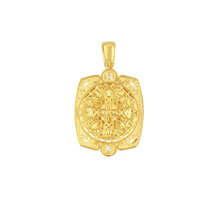 Φυλαχτό Κωνσταντινάτο Ασήμι 925° Επίχρυσο με Λευκά Ζιργκόν SKU-83034