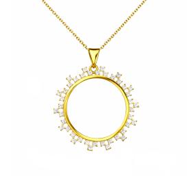 Μενταγιόν Λιροθήκη για Γυναίκες Χρυσός K9 με Λευκά Ζιργκόν SKU-83856