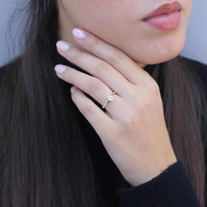 Μονοπετρο Δαχτυλίδι με Lab Grown Diamond σε κοπή Princess  Χρυσός K14 SKU-83407