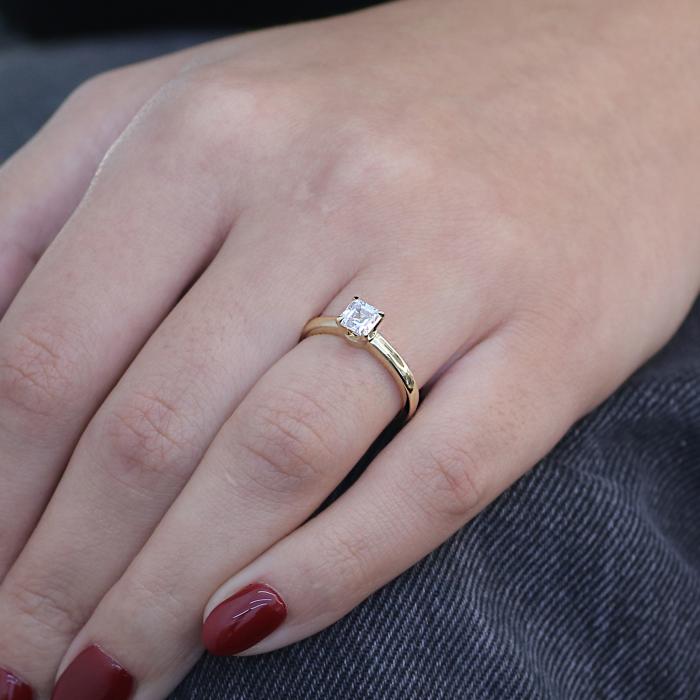 Μονοπετρο Δαχτυλίδι με Lab Grown Diamond σε κοπή Princess  Χρυσός K14 SKU-83407
