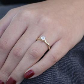 Μονοπετρο Δαχτυλίδι με Lab Grown Diamond σε κοπή Princess  Χρυσός K14 SKU-83407