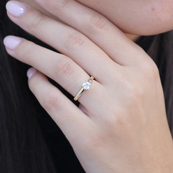 Μονοπετρο Δαχτυλίδι με Lab Grown Diamond σε κοπή Princess  Χρυσός K14 SKU-83407
