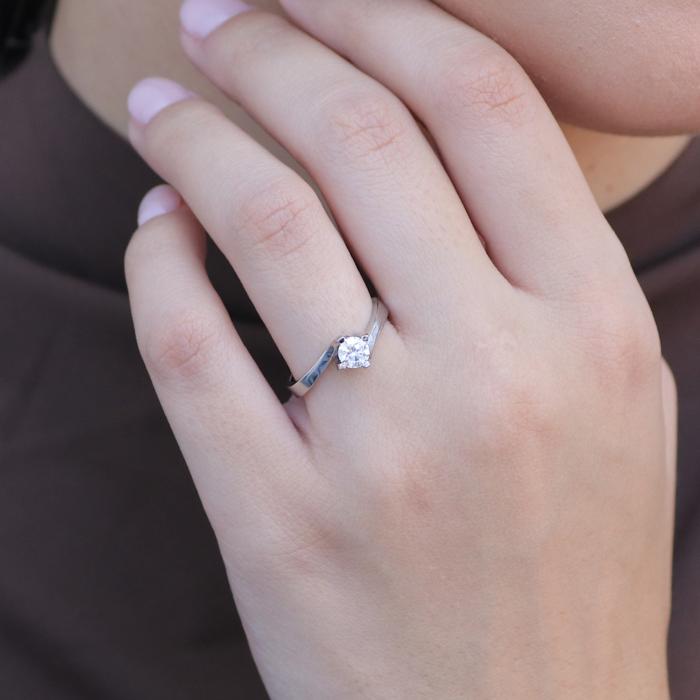 Μονόπετρο Δαχτυλίδι Λευκόχρυσος Κ18 με Διαμάντι SKU-83245