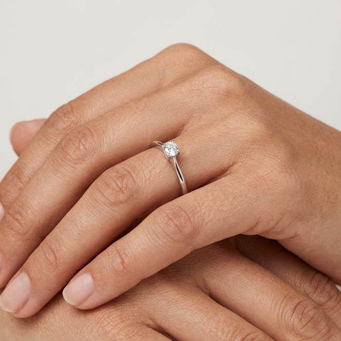 Μονόπετρο Δαχτυλίδι με Διαμάντι σε Λευκόχρυσο K18 SKU-83368