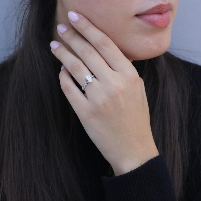 Μονόπετρο Δαχτυλίδι Λευκόχρυσος K14 με Lab Grown Diamonds SKU-83476