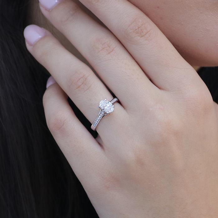 Μονόπετρο Δαχτυλίδι Λευκόχρυσος K14 με Lab Grown Diamonds SKU-83476