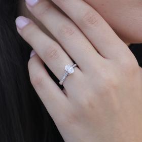 Μονόπετρο Δαχτυλίδι Λευκόχρυσος K14 με Lab Grown Diamonds SKU-83476