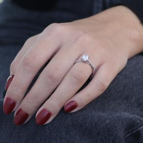 Μονόπετρο Δαχτυλίδι Λευκόχρυσος K14 με Lab Grown Diamonds SKU-83476