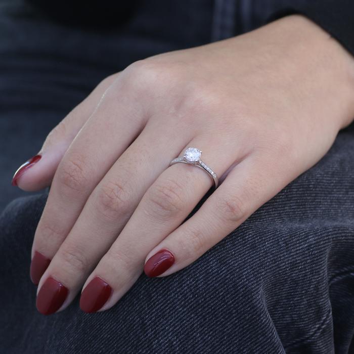 Μονόπετρο Δαχτυλίδι με Lab Grown Diamonds Λευκόχρυσος K14 SKU-83478
