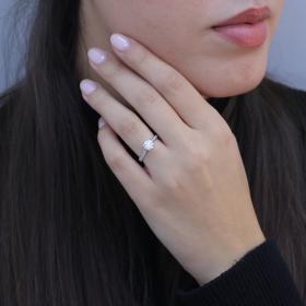 Μονόπετρο Δαχτυλίδι με Lab Grown Diamonds Λευκόχρυσος K14 SKU-83478