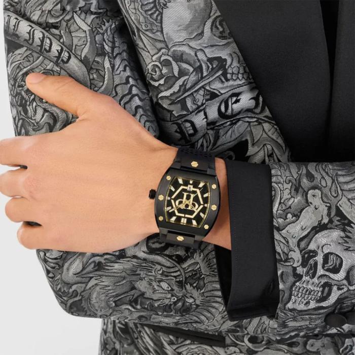 Ανδρικό Ρολόι PHILIPP PLEIN The Hexagon Phantom με Μαύρο Λουράκι SKU-83283