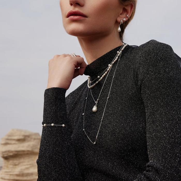 Γυναικεία Σκουλαρίκια Ania Haie Ασήμι 925° με Ζιργκόν & Πέρλα SKU-83161