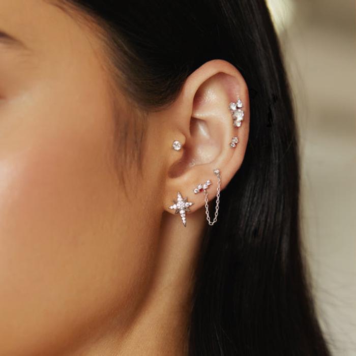 Γυναικεία Σκουλαρίκια Ania Haie Ασήμι 925° με Λευκά Ζιργκόν