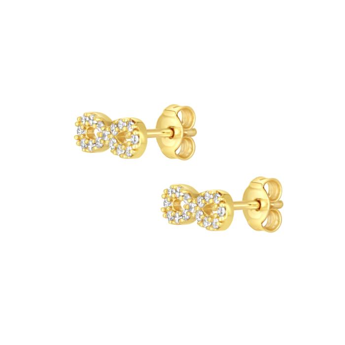 Σκουλαρίκια Άπειρο  Λευκόχρυσος K9 με Λευκά Ζιργκόν SKU-83174