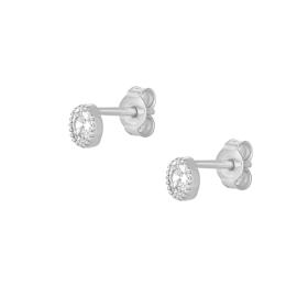 Σκουλαρίκια Λευκόχρυσος K9 με Λευκά Ζιργκόν SKU-83183