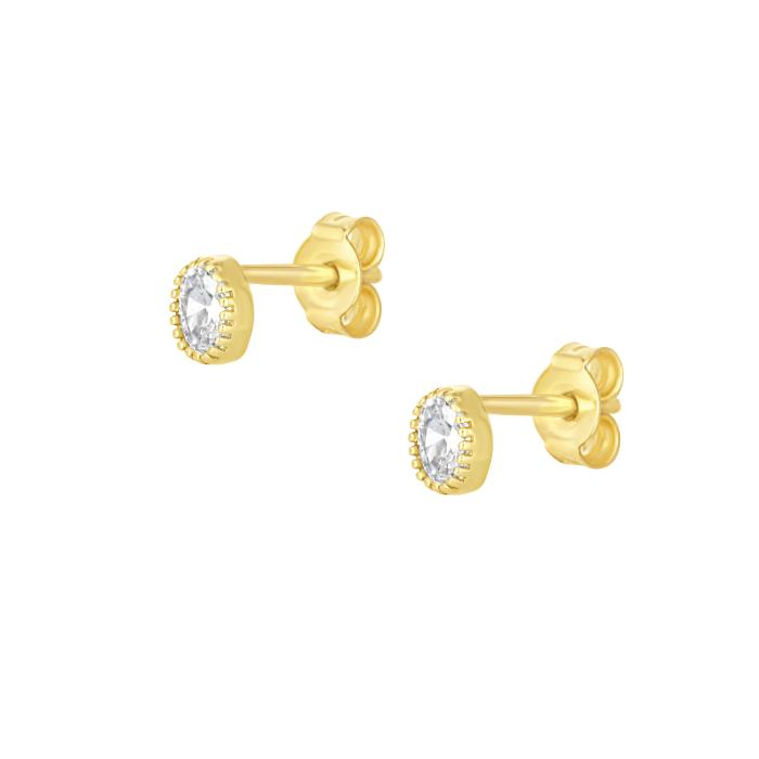 Σκουλαρίκια Καρφωτά με Λευκά Ζιργκόν Χρυσός K9 SKU-83190