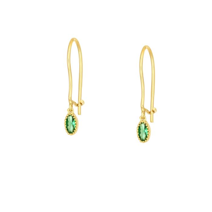 Σκουλαρίκια Χρυσός K9 με Πράσινα Ζιργκόν SKU-83191