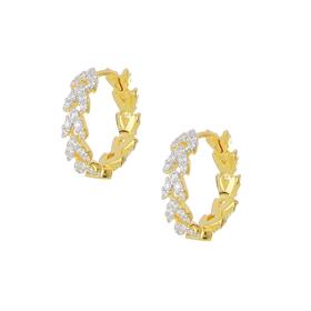 Σκουλαρίκια Κρίκοι Επίχρυσο Ασήμι 925° με Λευκά Ζιργκόν SKU-83778