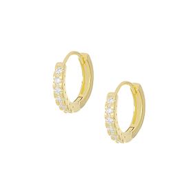 Σκουλαρίκια Κρίκοι Επίχρυσο Ασήμι 925° με Λευκά Ζιργκόν SKU-83786