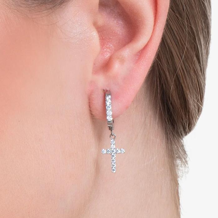 Γυναικεία Σκουλαρίκια Luca Barra Σταυρός με Πέτρες Ζιργκόν SKU-83908