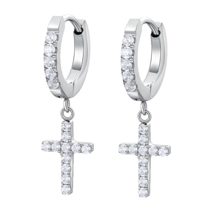Γυναικεία Σκουλαρίκια Luca Barra Σταυρός με Πέτρες Ζιργκόν SKU-83908