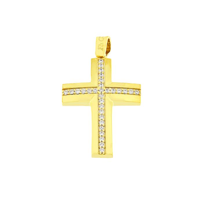 Σταυρός Βάπτισης FaCad'oro Ασήμι 925° με Ζιργκόν SKU-83701