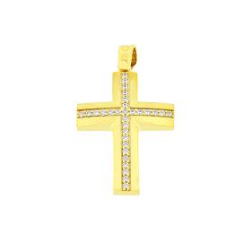 Σταυρός Βάπτισης FaCad'oro Ασήμι 925° με Ζιργκόν SKU-83701