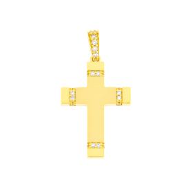 Σταυρός Βάπτισης FaCad'oro Ασήμι 925° με Ζιργκόν SKU-83702