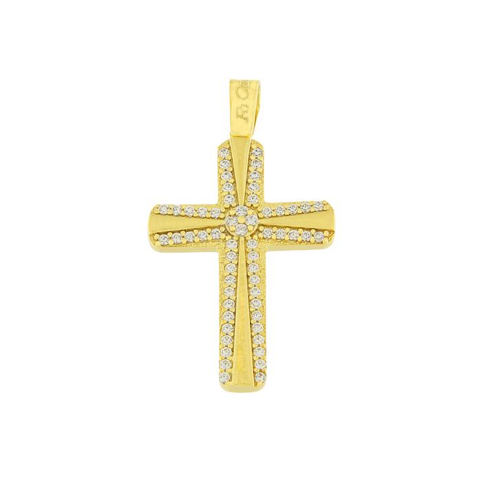 Σταυρός Βάπτισης FaCad'oro Ασήμι 925° με Ζιργκόν SKU-83703