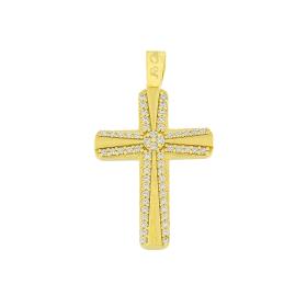 Σταυρός Βάπτισης FaCad'oro Ασήμι 925° με Ζιργκόν SKU-83703