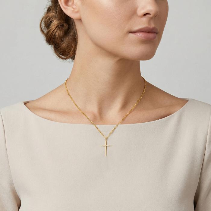 Σταυρός Βάπτισης με Διαμάντια σε Κίτρινο Χρυσό K14 SKU-83295