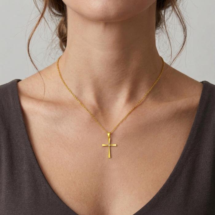 Σταυρός με Διαμάντι Χρυσό K14 SKU-83293