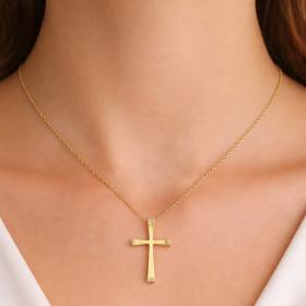 Σταυρός με Διαμάντια Χρυσός K14 SKU-83303