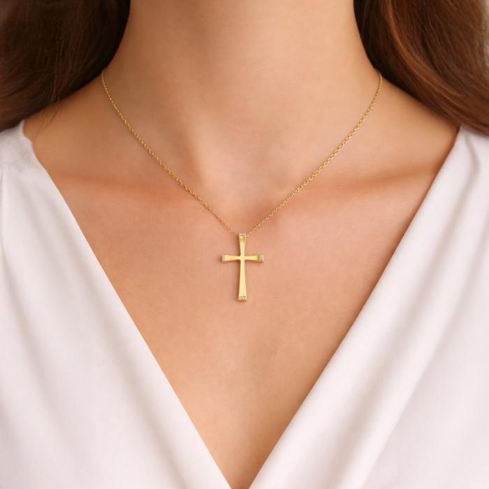 Σταυρός με Διαμάντια Χρυσός K14 SKU-83303