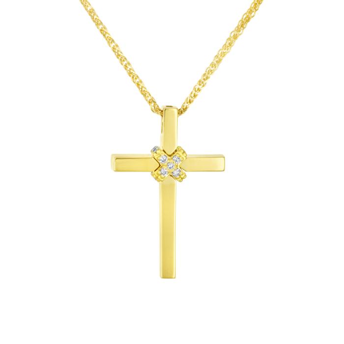 Σταυρός με Διαμάντια Χρυσός K18 SKU-83234