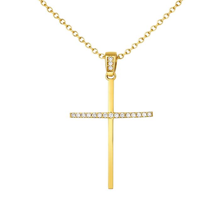 Σταυρός Βάπτισης με Διαμάντια σε Κίτρινο Χρυσό K14 SKU-83295