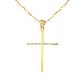 Σταυρός Βάπτισης με Διαμάντια σε Κίτρινο Χρυσό K14 SKU-83295