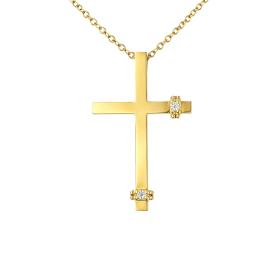 Σταυρός Βάπτισης με Διαμάντια σε Κίτρινο Χρυσό K14 SKU-83301