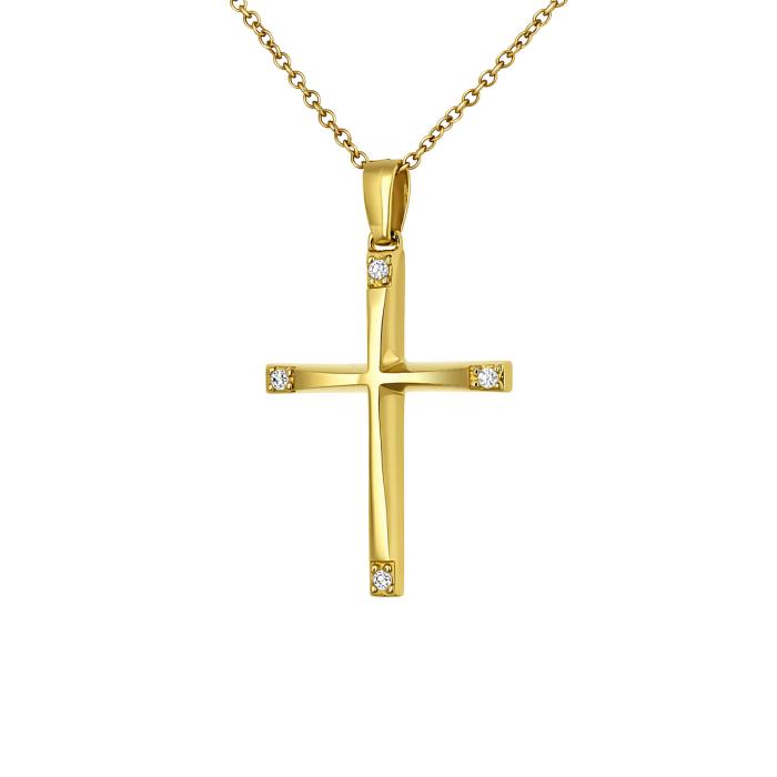Σταυρός Βάπτισης με Διαμάντια σε Κίτρινο Χρυσό K14 SKU-83305