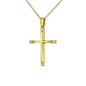 Σταυρός Βάπτισης με Διαμάντια σε Κίτρινο Χρυσό K14 SKU-83305