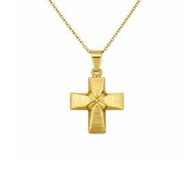 Ανδρικός Σταυρός σε Κίτρινο Χρυσό K14 με Σαγρέ & Ματ Φινίρισμα SKU-83327