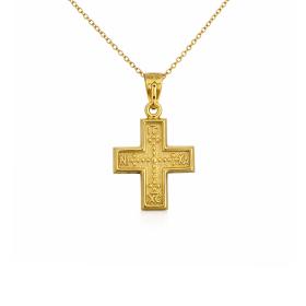 Ανδρικός Σταυρός σε Κίτρινο Χρυσό K14 με Σαγρέ & Ματ Φινίρισμα SKU-83327