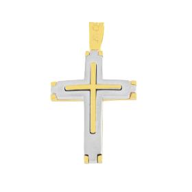 Σταυρός Βάπτισης FaCad'oro Δίχρωμος Ασήμι 925° SKU-83710