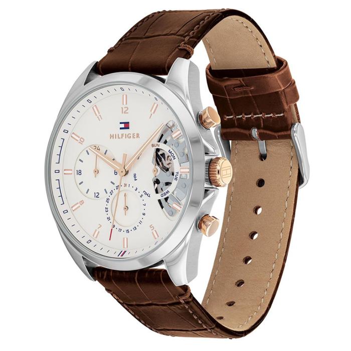 Ανδρικό Ρολόι TOMMY HILFIGER Baker με Λευκό Καντράν SKU-83360
