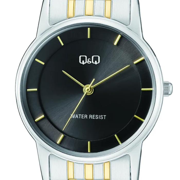 Γυναικείο Ρολόι Q&Q με Μαύρο Καντάν & Δίχρωμο Μπρασελέ SKU-83663