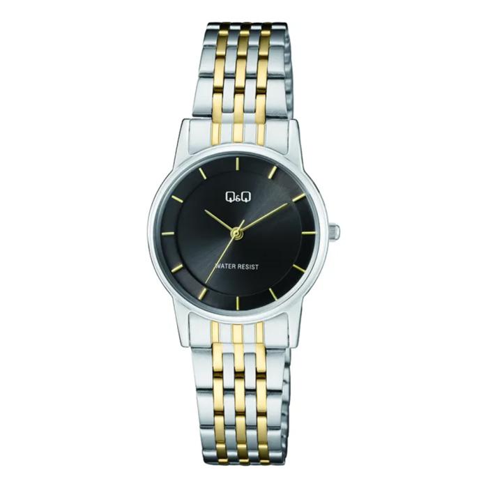 Γυναικείο Ρολόι Q&Q με Μαύρο Καντάν & Δίχρωμο Μπρασελέ SKU-83663