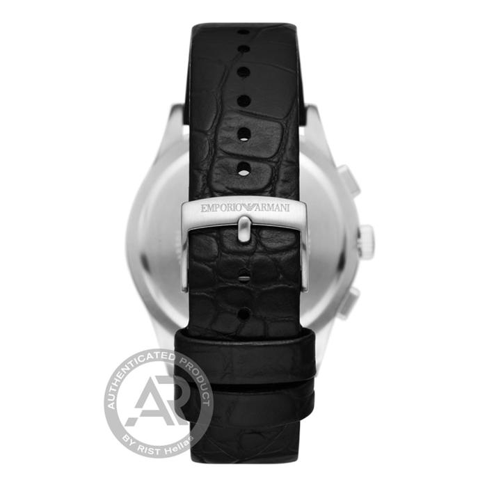 Ανδρικό Ρολόι EMPORIO ARMANI Paolo με Μαύρο Δερμάτινο Λουράκι SKU-83414